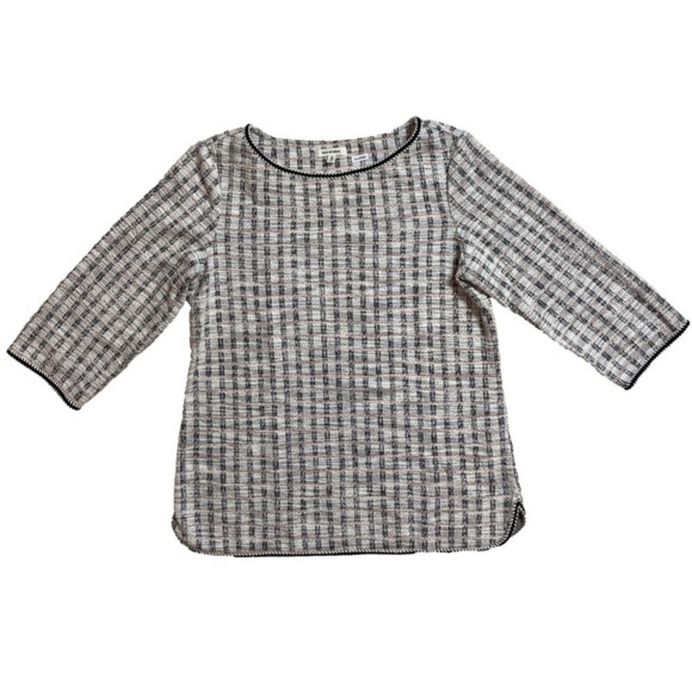 ⭐️ Max Studio plaid 3/4 sleeve crew-neck top- size Medium